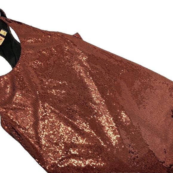French Connection Sleeveless Bronze Sequins Dress 10 - Picture 2 of 7